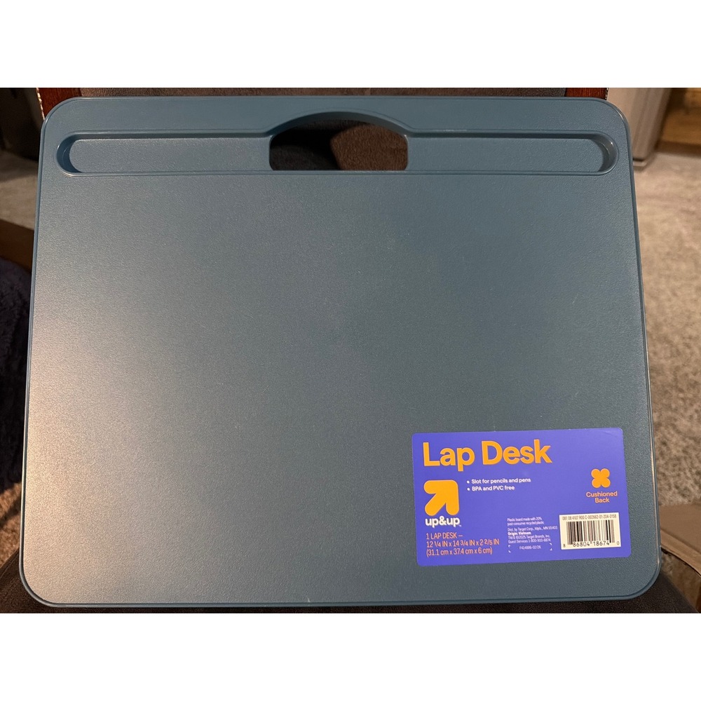 Up & Up Lap Desk Blue Cushioned Back Portable Writing Surface